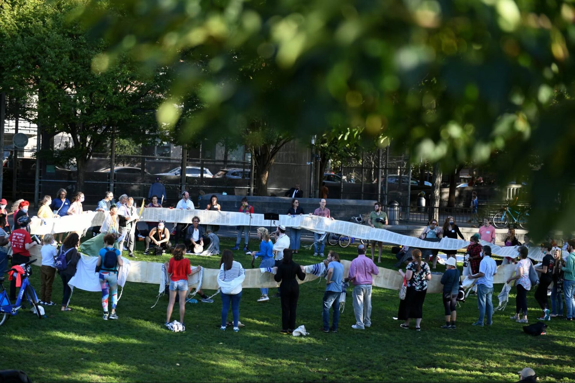 Hoshanah Rabbah and the annual unscroll of the entire Torah. Outside. Connecting to the earth on Shmita year (sabbatical for the earth - give the land a break).